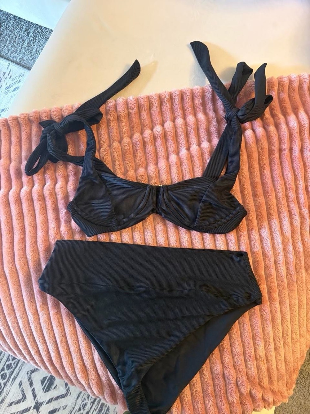 Beach Riot Black Ribbed Bikini Top